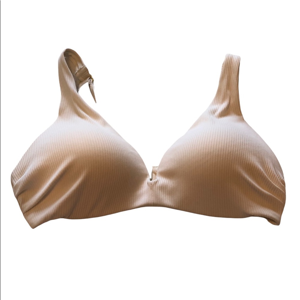 H&M White Padded Bikini Top with Gold Buckle